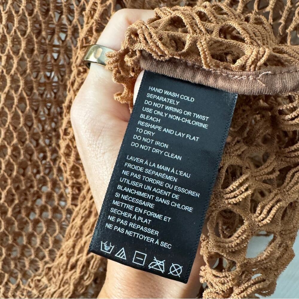 Urban Outfitters brown/tan crochet knit swimsuit coverup, size large - Picture 7 of 9